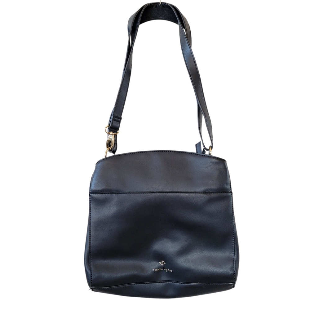 Nanette Lepore Black Floral Embroidered Convertible Crossbody Bag Faux Leather - Picture 3 of 16